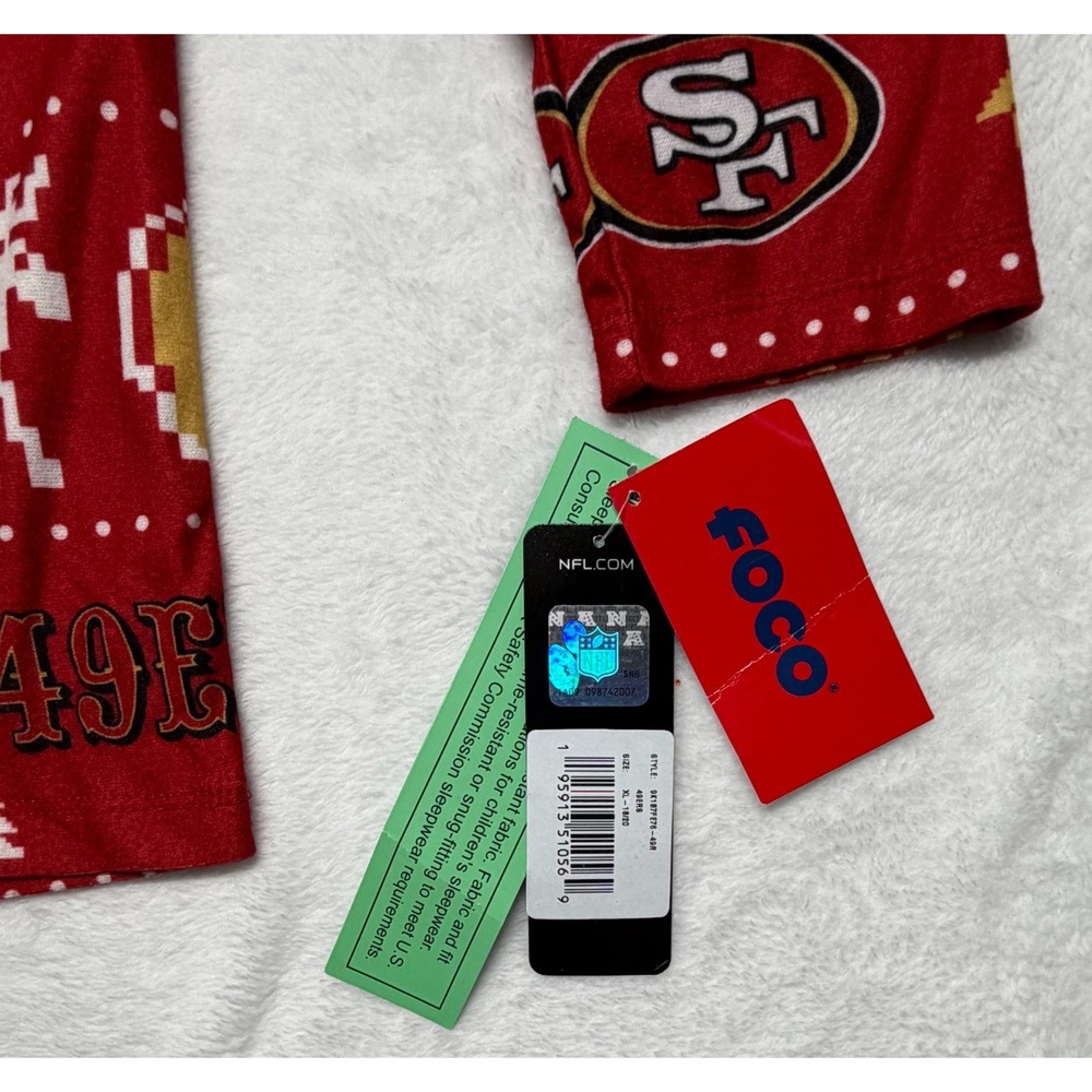 Youth XL San Francisco 49ers Logo Allover Print NWT Long Sleeve Pajama Top - Picture 6 of 8
